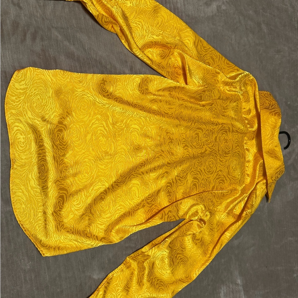 Yellow Patterned Men's Shirt - Picture 4 of 4